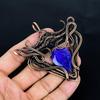Blue Sapphire Pendant Handmade Gemstone Jewelry, 999 Copper Wire Wrapped Pendant ,Unique Design Jewelry Pendant