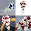 KX4B Artificial Flower Bouquet Diamond Button Waterfall Simulation Fake Flowers for Wedding Party Bride Handheld Photography
