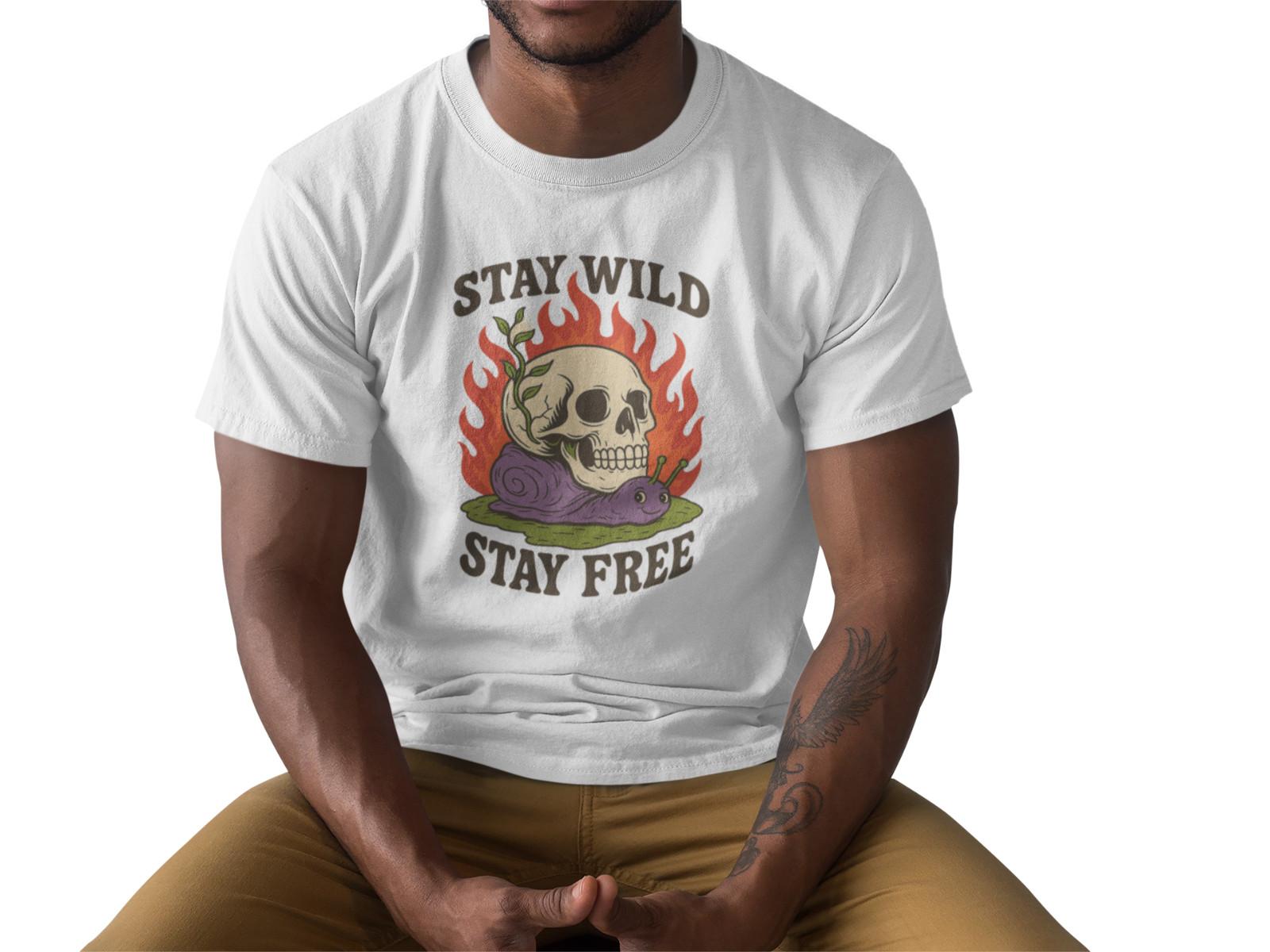 Skull Snail Flames Graphic Design Tattoo Art Gothic Punk Rock T-Shirt Print A56 S разноцветный