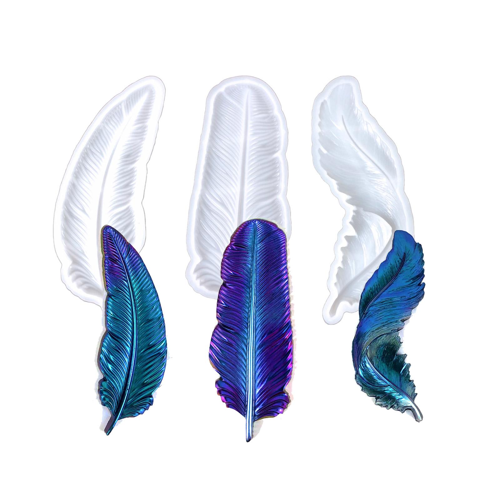 

3 шт. 3D перо формы силиконовые формы перья формы ручной работы эпоксидная смола формы ремесленные принадлежности для украшения брелка