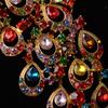 Luxury Gold Silver Color Rhinestone Peacock Bridal Jewelry Sets Crystal Statement Necklace Stud Earrings Set Wedding Jewelry Set