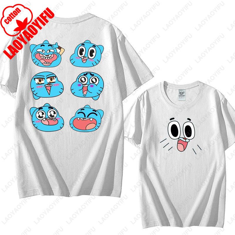 Animace Kreslený Gumball a Darwin Potisk Tričko Úžasný Svět Gumballa Tričko Nové Léto 2025 Kawaii Muž Žena Bavlněná Trička