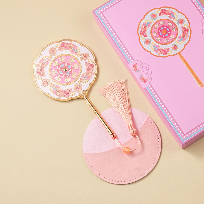 Luxury Chinese Style Compact Mirror Gift Box – Portable Handheld Makeup Mirror for Touch-Ups, Perfect Bestie Gift