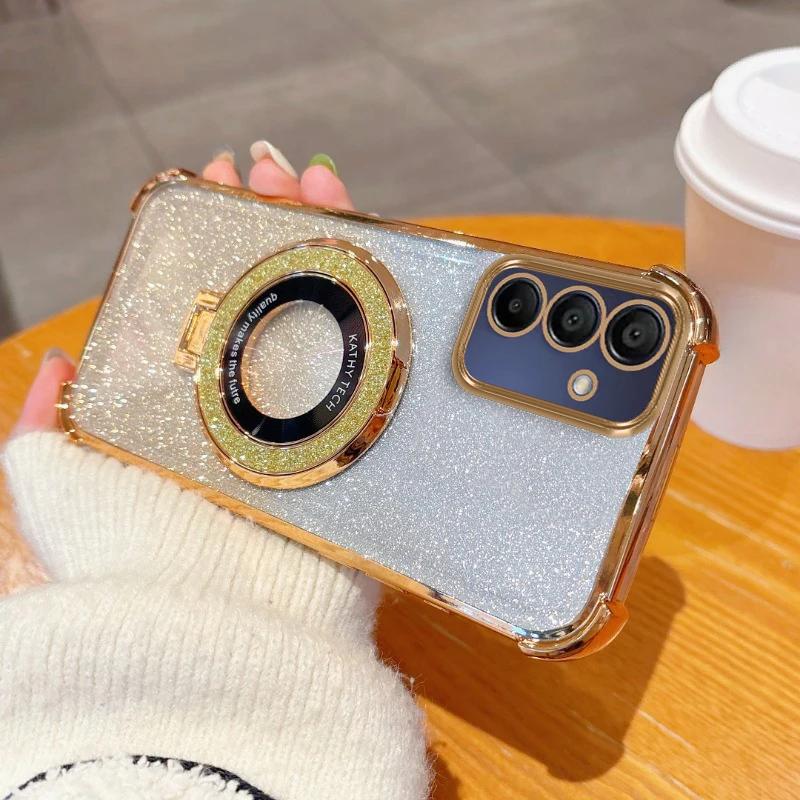 

Роскошный чехол-подставка с блестками для Samsung Galaxy A17 A06 A05 A05S A14 A15 A16 A24 A25 A26 A33 A34 A35 A36 A52 A53 A54 A55 A56 A34 золотой