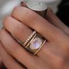 14K Rose Gold Irregular Moonstone Ring with Micro-Inlay