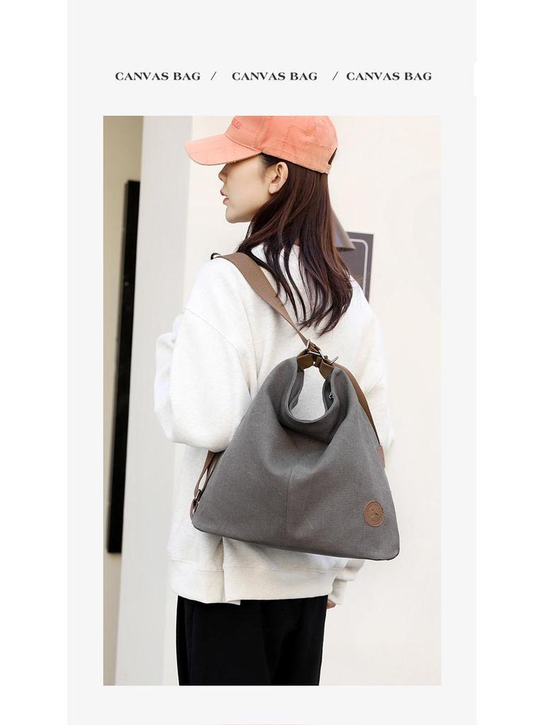 2025 Stylish Large-Capacity Korean Canvas Backpack: Versatile One-Shoulder Women’s Bag with Handles and Straps