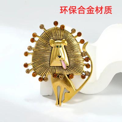 Retro Golden Lion Brooch Temperament High-end Men's Suit Accessories Animal Pin New Environmentally Friendly Corsage