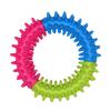 TPR Spike Ring Dog Toy - Teething, Dental Health, Three-Color Patchwork, Perfect for Puppies and Pets