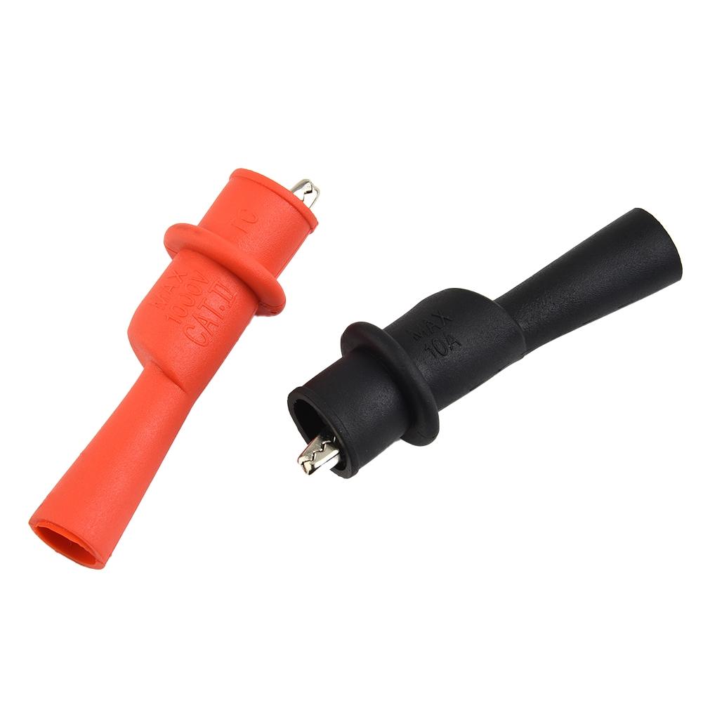 1Pair Clamp AC DC 10A 1000V Red+Black Wire Tips Test Clip