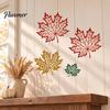 Artistic Iron Maple Leaves 6Pcs Hollow Leaf Wall Decorations, Metal Autumn Art Sculptures, Distressed Hanging Fall Garden Fence Ornaments for