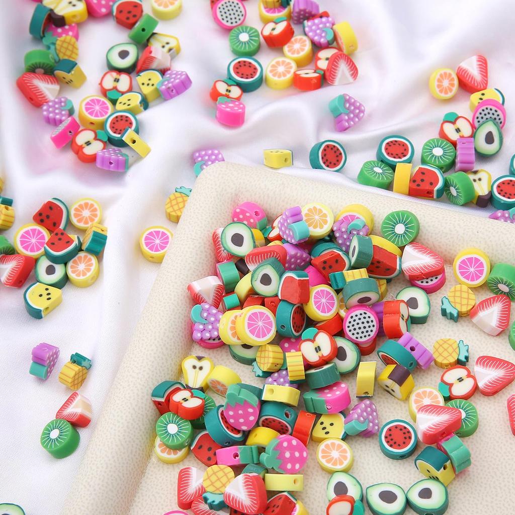 30pcs/bag Polymer Clay Fruit Beads DIY Bracelet Necklace Earrings Jewelry Accessories