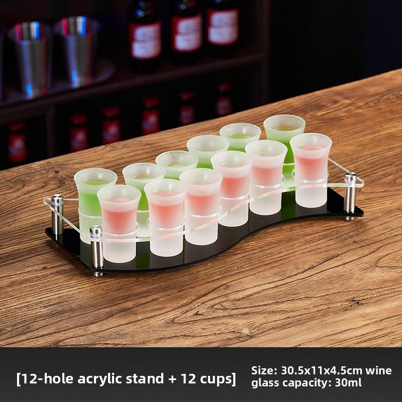 Glass Shot Cups Set with Stand Whiskey Cocktail Bomber Shot Glasses for Party Bar