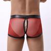 Men Thongs Hollow Out Mesh Sexy Opening U Convex Super Breathable Men Boxers Inner Wear Clothes