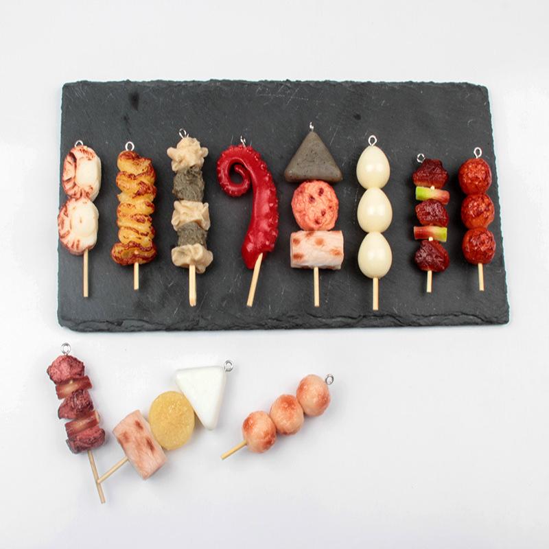 Spiedino di Calamari Pvc Porta Chiave Auto Chiave di Casa Cibo Finto Portachiavi Spiedino Simulatione Portachiavi Barbecue Moda Coreana Gioielli Ciondolo per Borsa