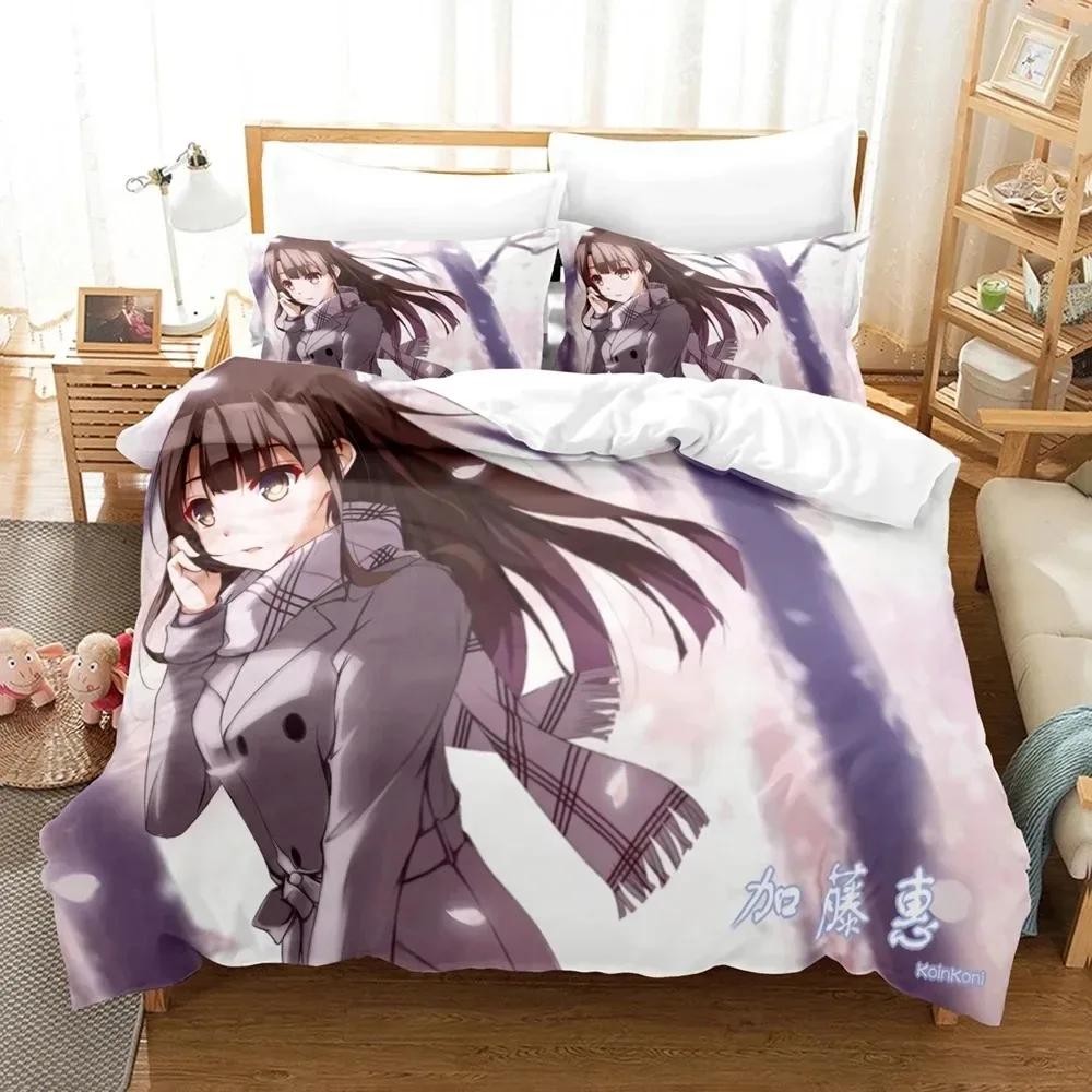 Anime Saekano Megumi Eriri Bedding Set Boys Girls Twin Queen Size Duvet Cover Pillowcase Bed Boys Adult Home Textileextile