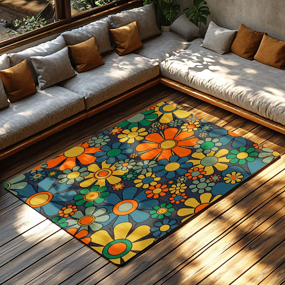Floral Area Rug Vintage Persian Style Non-Slip Floor Mat Living Room Bedroom Decor Bohemian Carpet Washable Home Decor Gift