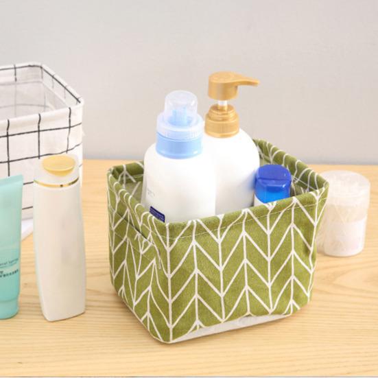 Foldable Storage Basket with Handles Waterproof Large Capacity Cotton Linen Printed
