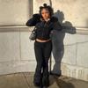 2025 Fall/Winter European Furry Hoodie & Rhinestone Sweatpants Set