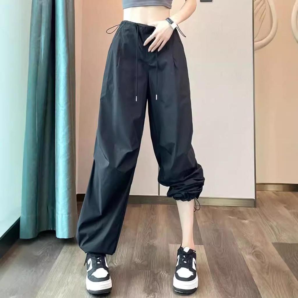 Women's Dopamine Paratrooper Jumpsuit: High-Waist, Loose-Fit, Wide-Leg Windbreaker Pants for Spring and Autumn