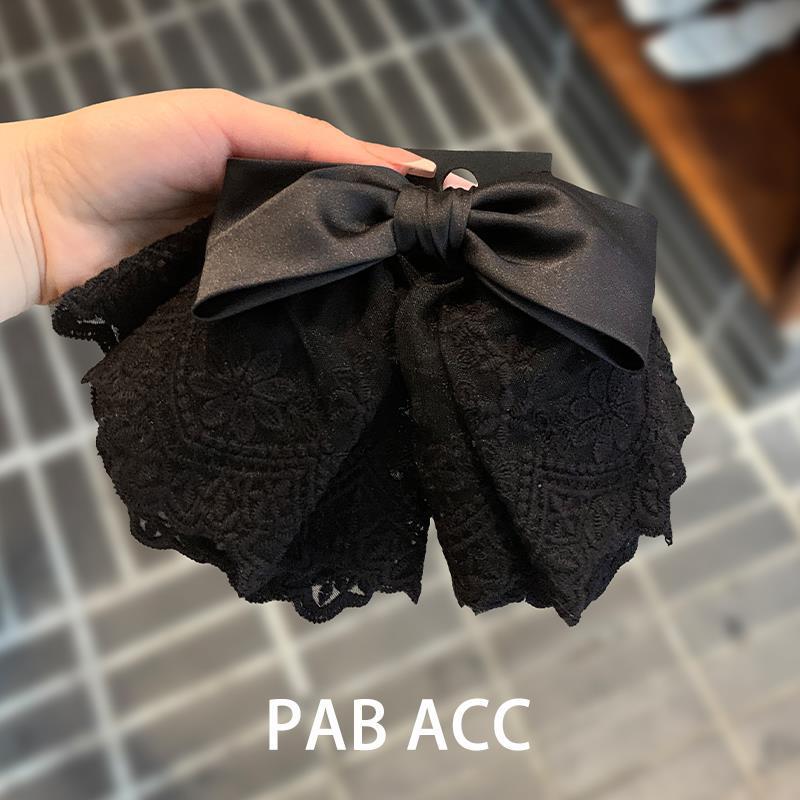 Elegant 3D Lace Bow Ponytail Claw Clip - Korean Style Solid Color Hair Accessory for Women