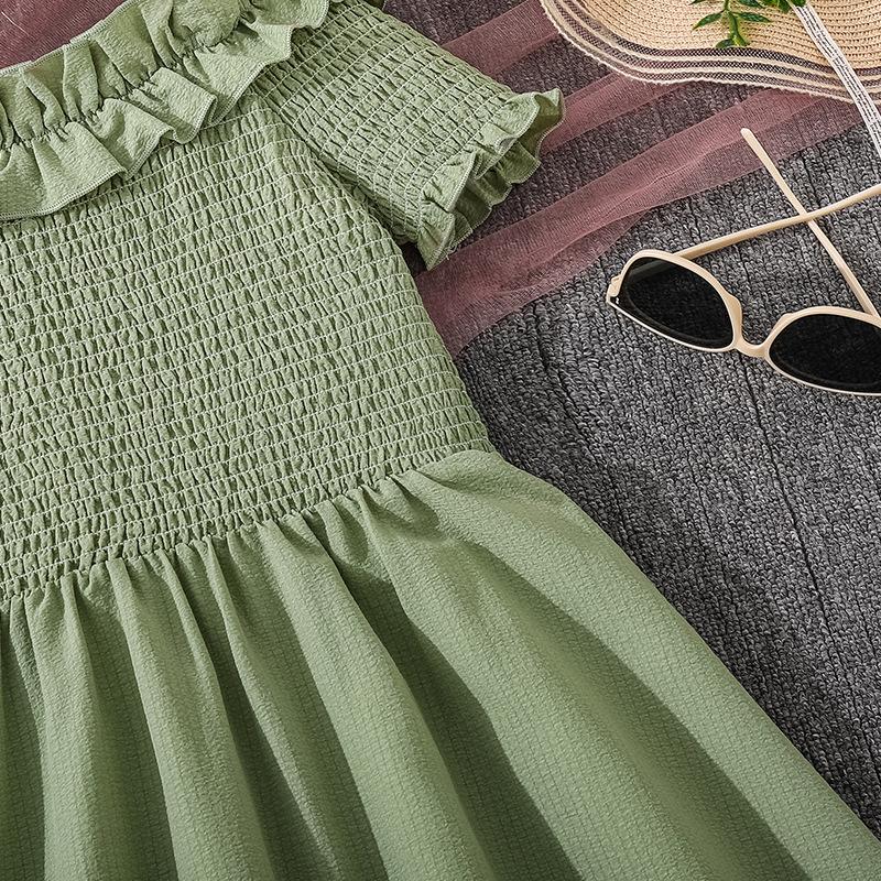 Mädchenkleid Sommer Neue Mode Süß Rüschen Ein Schulterträger Kurzarm Taillenbetonendes Prinzessinnenkleid