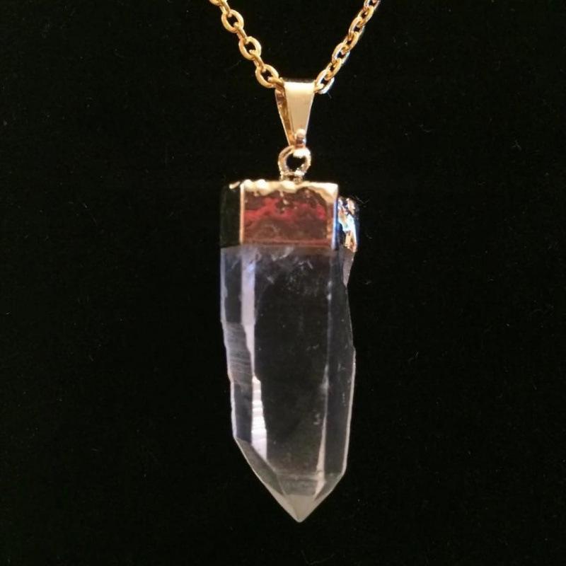 European & American Natural White Crystal Column Pendant Necklace for Women