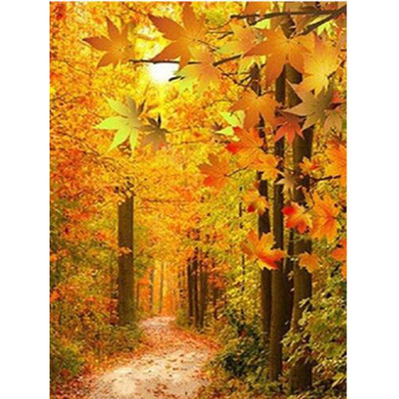 

5D DIY Алмазная картина Осенний лес Алмазная вышивка Набор для вышивки крестом Полный горный хрусталь Мозаика Домашний декор Round 20x30cm