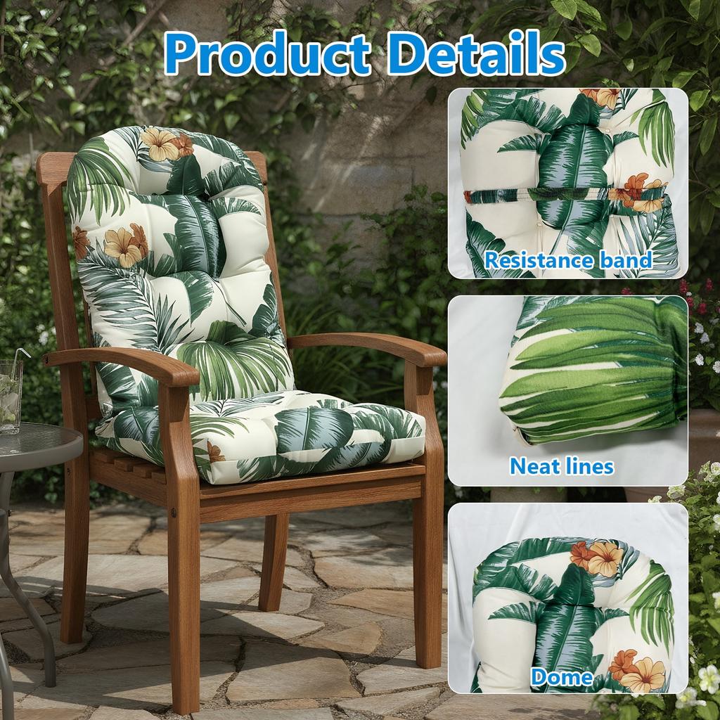 Cuscino per Sedia a Dondolo Adirondack, Spesso 44x20x4 Pollici, Cuscino Alto per Sedia da Patio, Cuscino Impermeabile per Seduta di Mobili da Esterno con Lacci