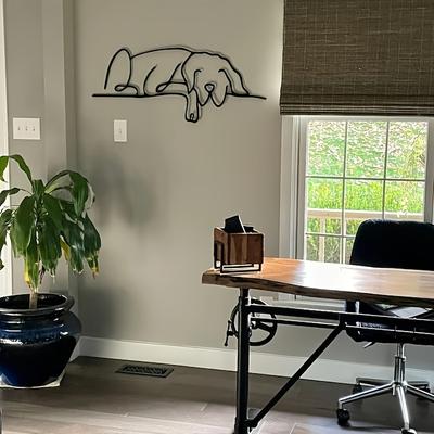 1pc Minimalist Metal Sleeping Dog Wall Art Contemporary Line Art Animal Decor Ideal for Bedroom Home Office Stylish Housewarming Gift