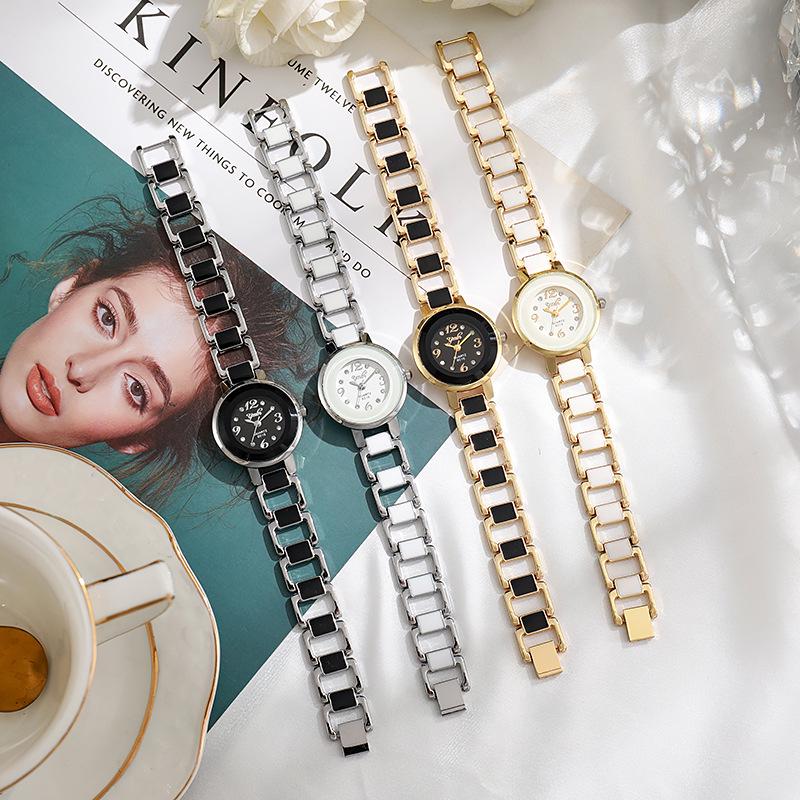 Women's Ceramic Strap Quartz Watch with Luxury Bracelet