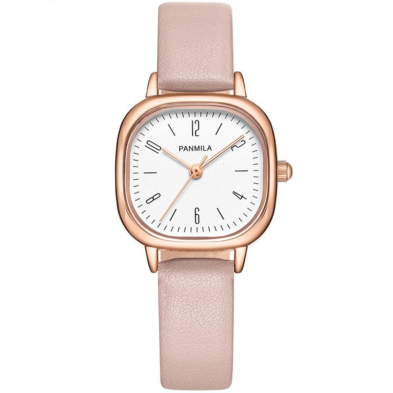 Minimalist Square Womens Quartz Watch With PU Leather Strap Fashionable Elegant Small Dial 25mm Stainless Steel Buckle