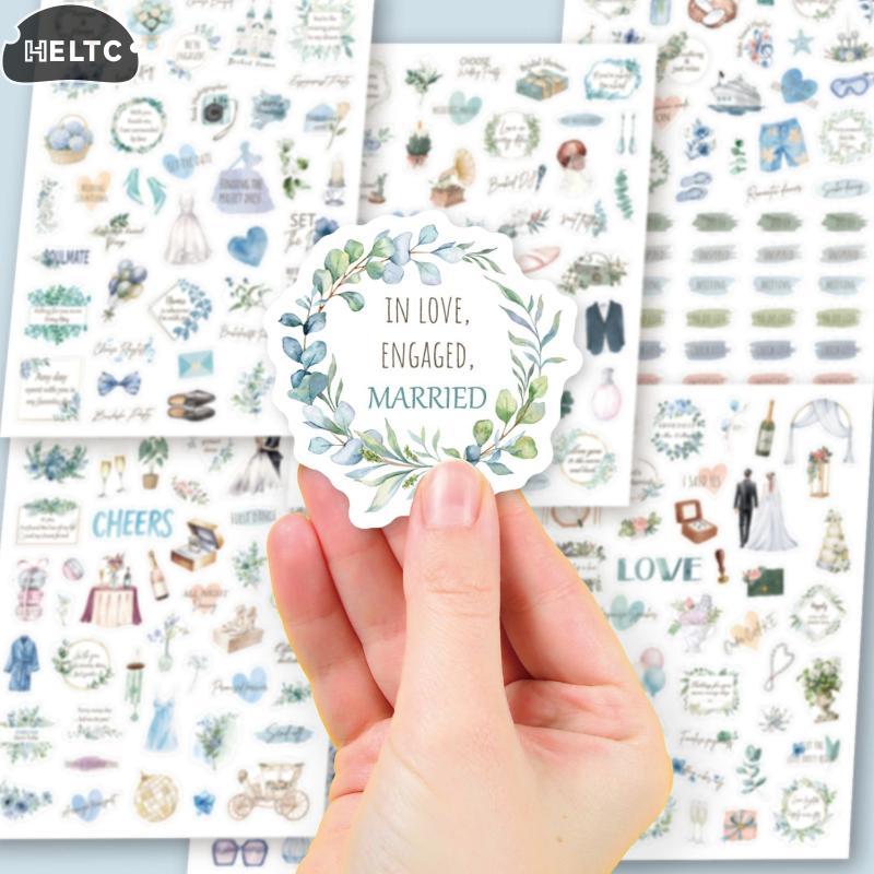 New 6sheet Wedding Bliss Stickers Romantic Wedding Theme Self-Adhesive Journal Sticker For Wedding Plan Scrapbooking DIY Decor