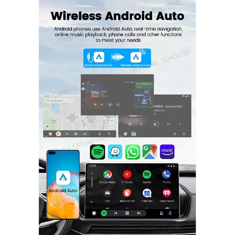 Mini Ultra 3 CarlinKit Wireless Android Auto & CarPlay Adapter 2.4Ghz&5Ghz WiFi BLE Auto Connect OTA Upgrade Mini Smart Car Box