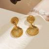 18K Gold Waterproof Titanium Stainless Steel Shell Pendant Stud Earrings