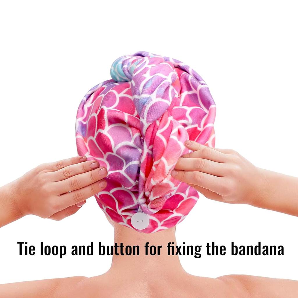 1 Pc Children's Fish Scale Hair Cap Microfiber Soft Absorbent Hair Towel Bathroom Living Room Essential Hair Drying Supplies