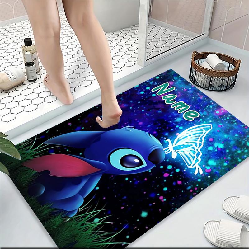 Custom Name Stitch's Sweet Delight Carpet Rug Customizable Soft Washable Anti-Slip Home Living Room Sofa Mats Personalized Rug. 0909366
