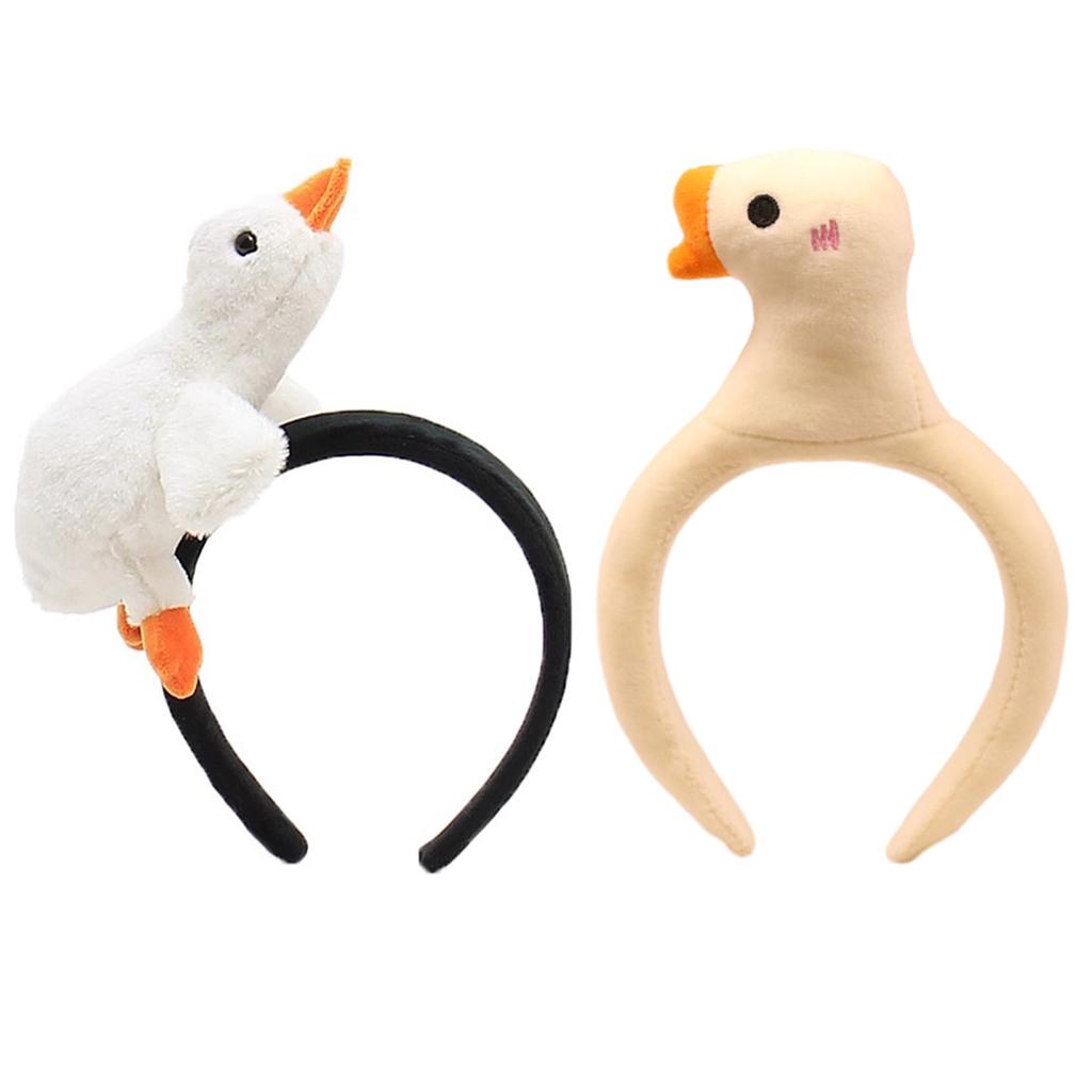 Cute 3D White Goose Headband Makeup Hair Hoop Stuffed Plush Duck Doll Animal Hairband Hair Accessories for Women Kids