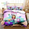 Gabby's Dollhouse Cartoon 3D Bedding Set Printed Single Comforter Quilt Bed Duvet Cover Pillow Case 3 Pieces Set Kids Adult Size