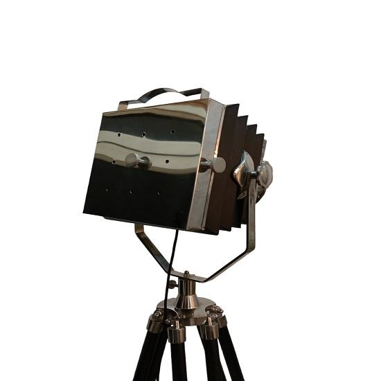 Schwarze Stehlampe mit Stativ-Kamera-Suchscheinwerfer, moderne Stehlampe, Stehlampe