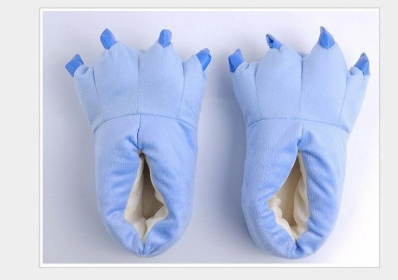 Unisex Dinosaur Claw Cotton Slippers: Cozy Autumn/Winter Velvet Heels, Large Sizes