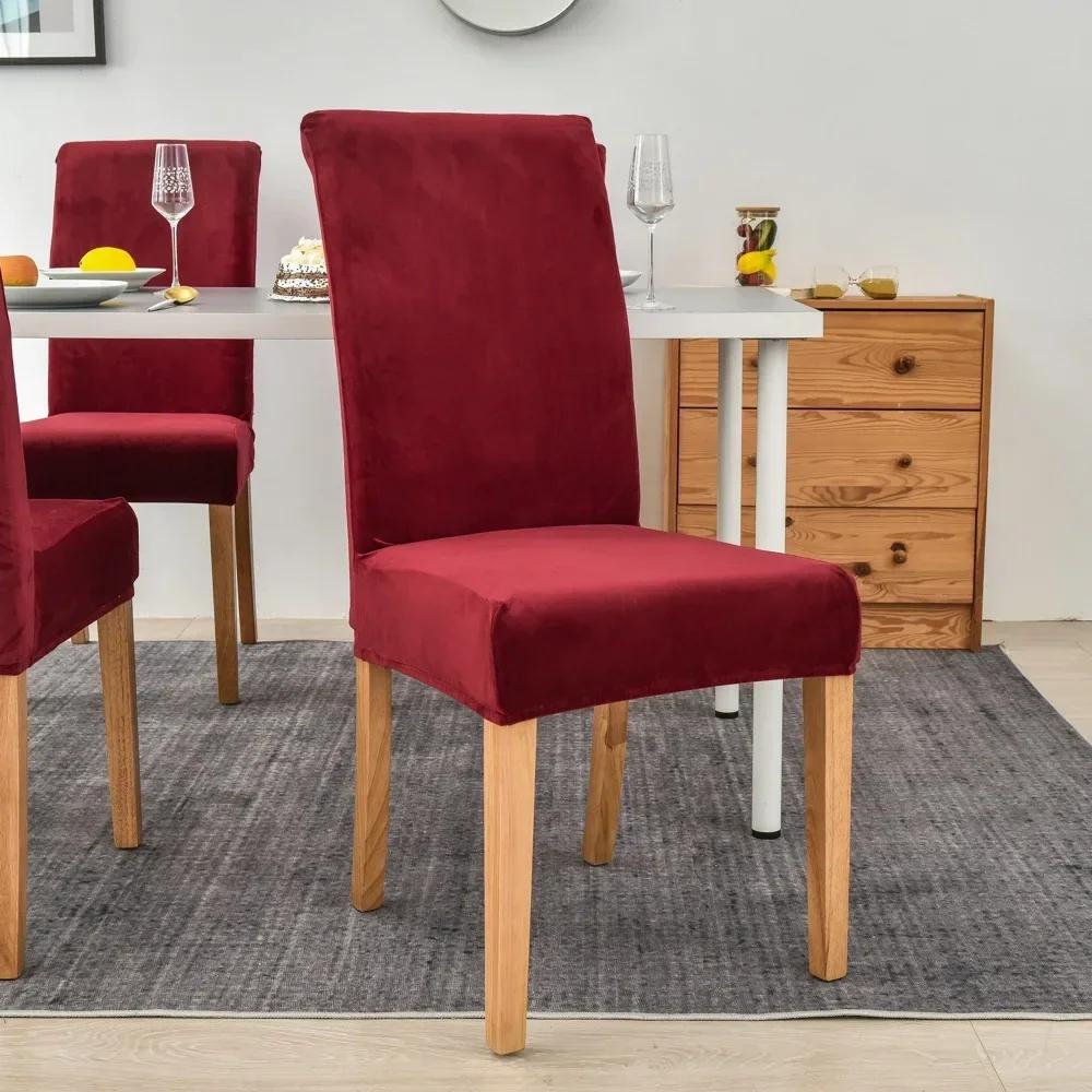 Aksamitna Tkanina Miękkie Pokrowce na Krzesła Elastyczne Grube Pokrowce na Krzesła do Jadalni Pokrowce Ochronne Pokrowiec na Krzesło Kuchenne