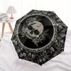 Day of the Dead Skull & Floral Patterned Round RugUmbrella, Portable 3-Fold Umbrella for Men & Women,Christmas Gift ES240