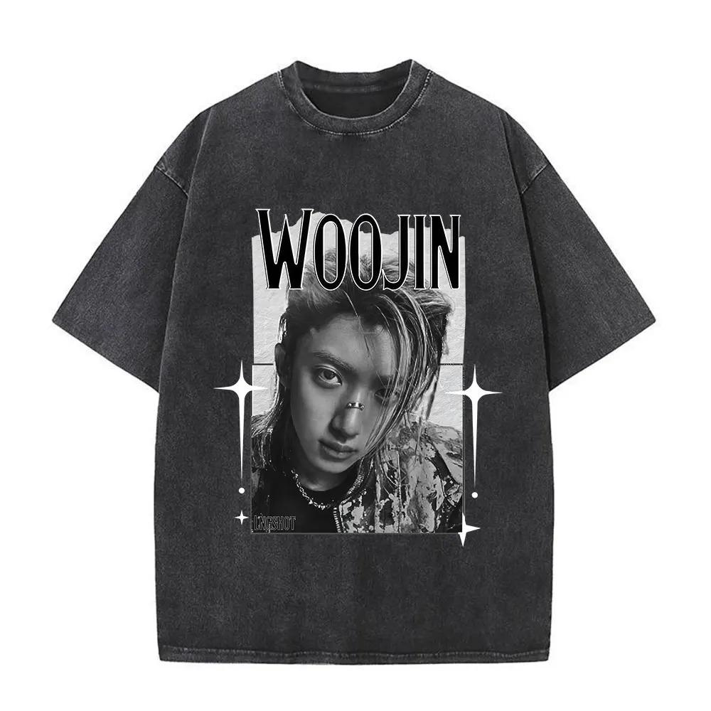 2026 Vintage Washed Korean Kpop Hip Hop Group Lngshot LOUIS T Shirt Men Women Clothing Fashion Hip Hop Short Sleeve Cotton T-shirts