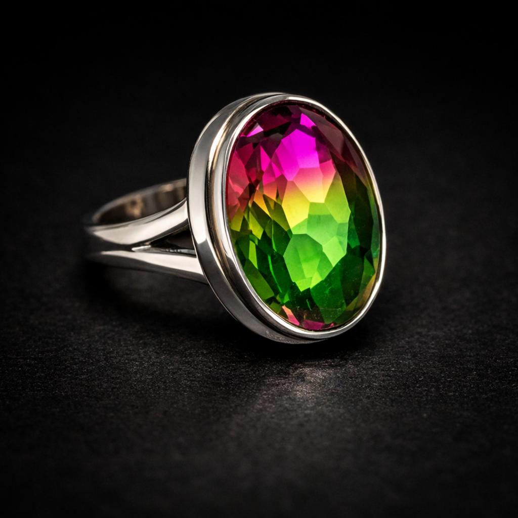 Watermelon Tourmaline Ring, 925 Solid Sterling Silver, Tourmaline Multi Color Ring, Boho Ring, Gemstone Ring, Handmade Jewelry