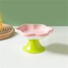 Ceramic Pet Bowl Flower Shape Cats Food Dish Nonslip Elevated Stand Feeding Plate for Neck Protections and Easy Cleaning