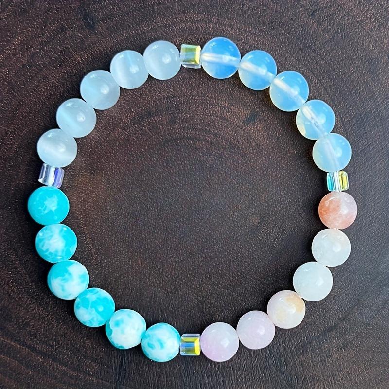 1ks Dámský energetický náramek s různými přírodními kameny opál oceánský kámen růžový křemen měsíční kámen
