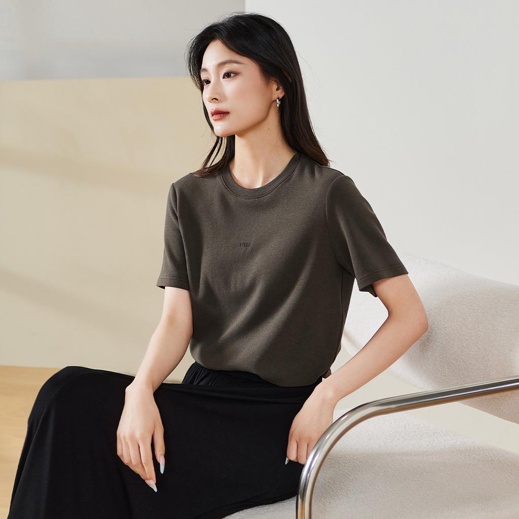 Letter printed round neck short sleeved T-shirt for women