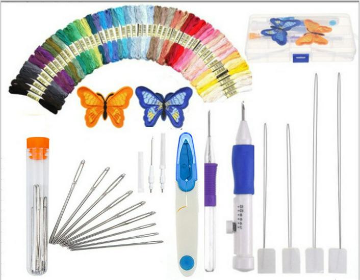 Set Acul de Pumn pentru Broderie și Ață de Mătase pentru Cusături în Cruce, Croșetă