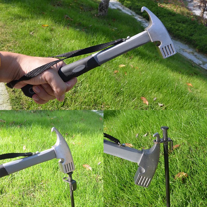 Multifunctional Outdoor Hammer: High-Carbon Steel Camping Tool with Ground Nail Puller