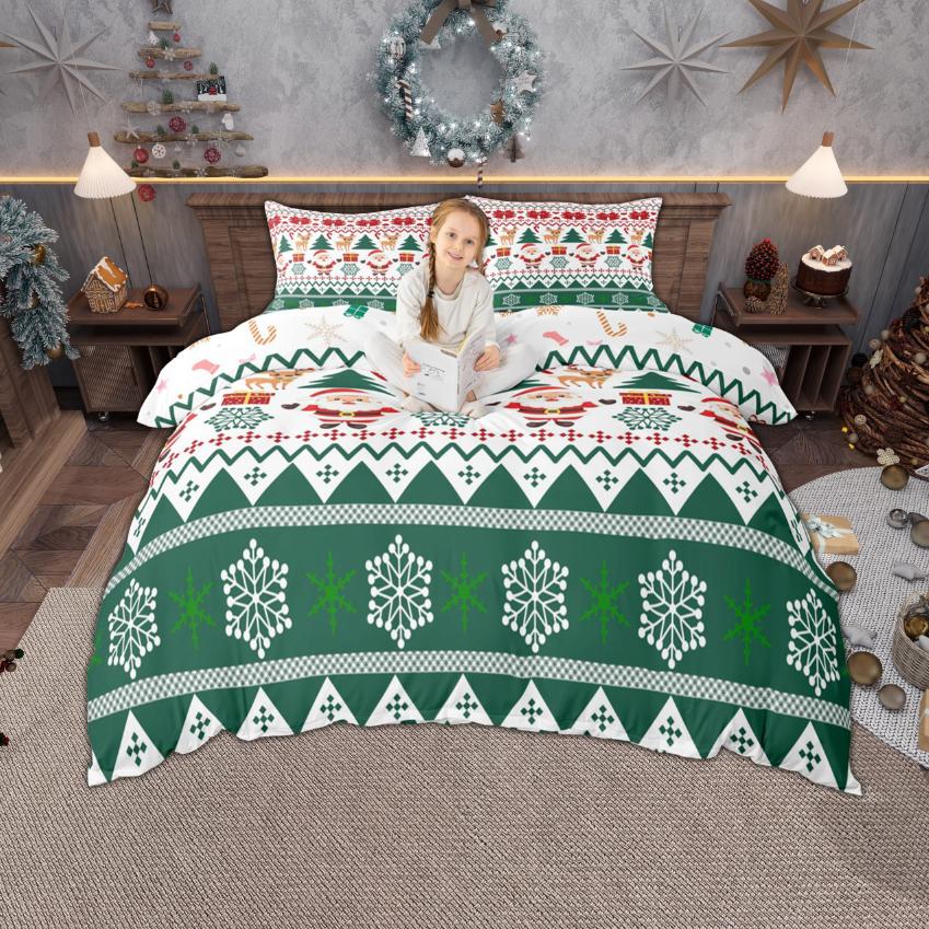 Homewish Christmas Tree Duvet Cover Set for Boys Girls, Happy New Year Bedding Set, Merry Xmas Quilt Cover Set for Kids Bedroom